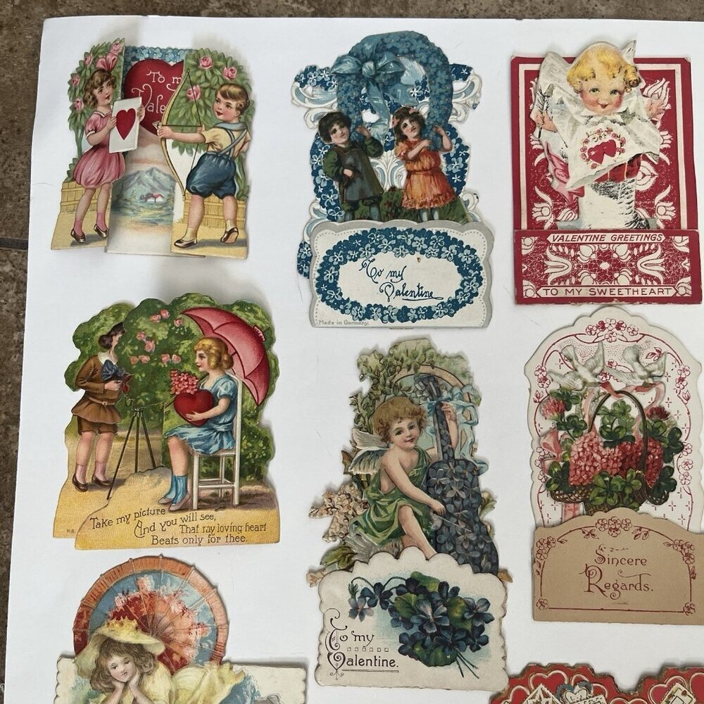 Vintage Valentine Card Lot Mechanical Stand Up Die Cut Honeycomb USA Germany - Picture 6 of 16